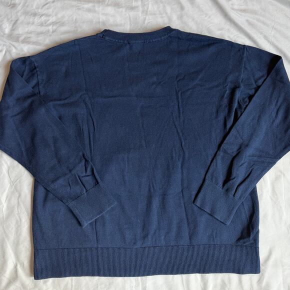 Ann Taylor LOFT Navy, Spring Floral Design, Light Weight Crew Neck Sweater- L - Picture 2 of 7